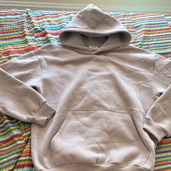 Comfort Colors Other - Comfort signature unisex Hoodie - Light tan  Crewneck Pullover embroidered nwot